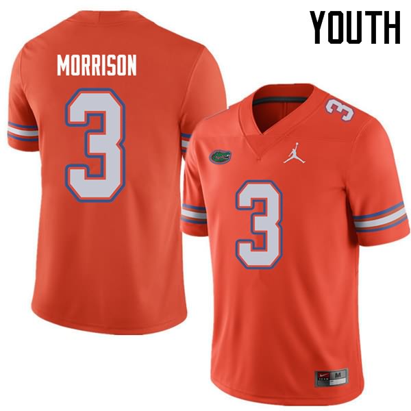 NCAA Florida Gators Antonio Morrison Youth #3 Jordan Brand Orange Stitched Authentic College Football Jersey SVZ1564UC